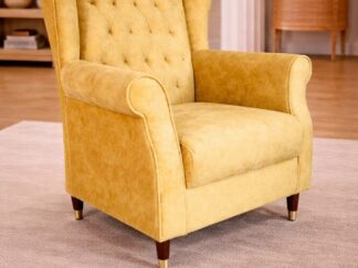 Luxury Yellow Wingback Accent Chair with Button Tufting
