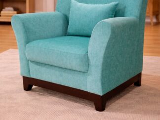 Modern Teal Fabric Accent Armchair with Cushion