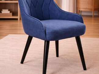 Modern Blue Upholstered Accent Chair with Black Wooden Legs