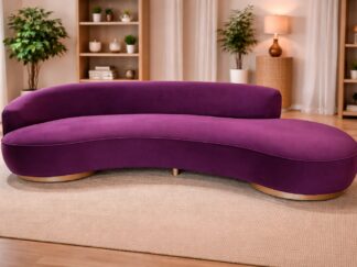 Luxury Curved Purple Velvet Sofa with Gold Base