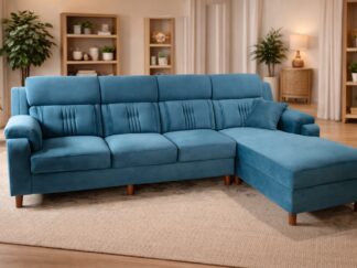 Modern Blue L-Shaped Sectional Sofa with Chaise