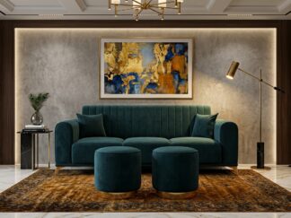 Sofa 3 Seater and 2 Puff or Ottomans for Living room